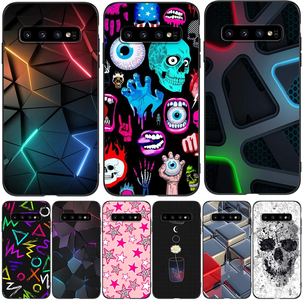 Per Samsung Galaxy S10 Custodia Per Samsung S10 Plus S10E Cover S10 + S10Plus S10 E Sm-G973F Custodia In Tpu Nero Astratta