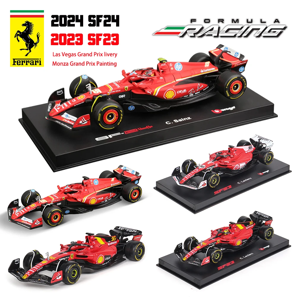 Die Cast Car Model Bburago 1:43 F1 Scuderia Ferrari SF24 SF23 #16 lecler #55 sainz jr alloy luxury die cast car model toy series