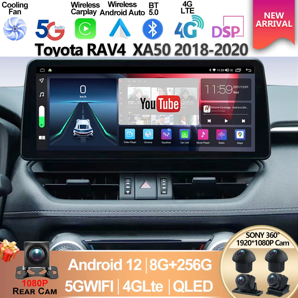 

For Toyota RAV4 XA50 2018-2020 12.3inch Android 13 Screen Car Multimedia Video Player GPS Navigation Radio Carplay HeadUnit