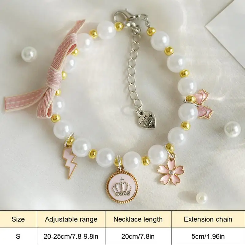 Pet Bow Collare Di Perle Ciondolo Gatto Collana Principessa Cane Decorazioni Dolci Collare Di Perle Per Cuccioli Di Gatto Regolabile