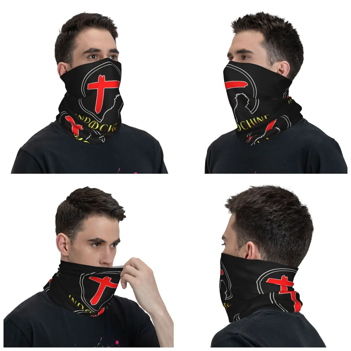 Art Special Indochine Group Band With Music Genres Neck Gaiter UV Protection Winter Rock New Wave Bandana Scarf Hiking