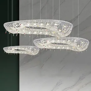 Image for Modern Luxury LED Crystal Chandeliers Oval Crystal 