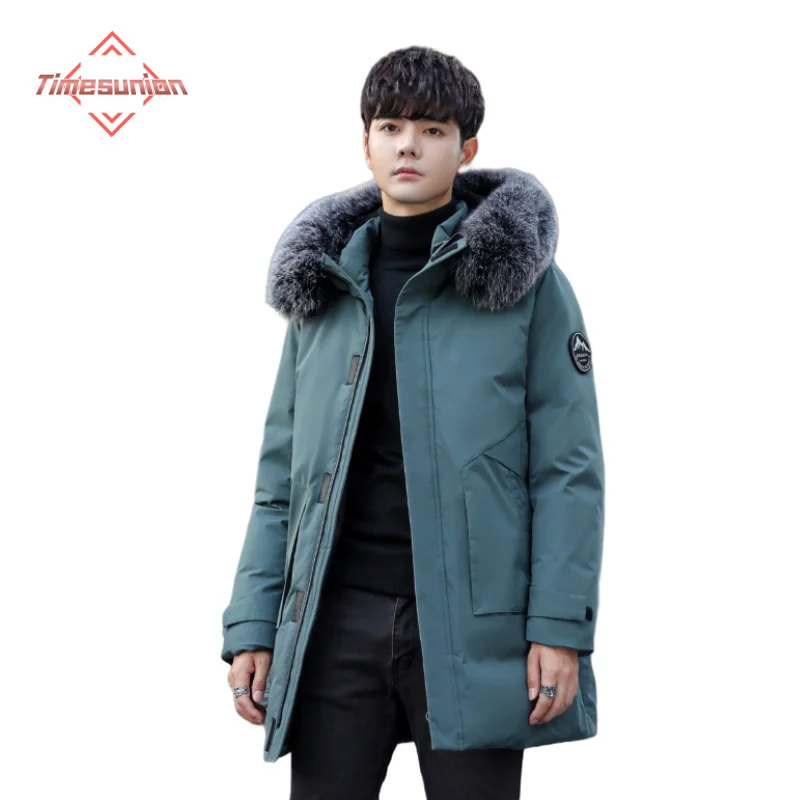 

Men's White Duck Down Jacket Cargo Warm Fur Collar Hooded Thick Puffer Coats Couple Overcoat Thermal Winter Parka Streetwear
