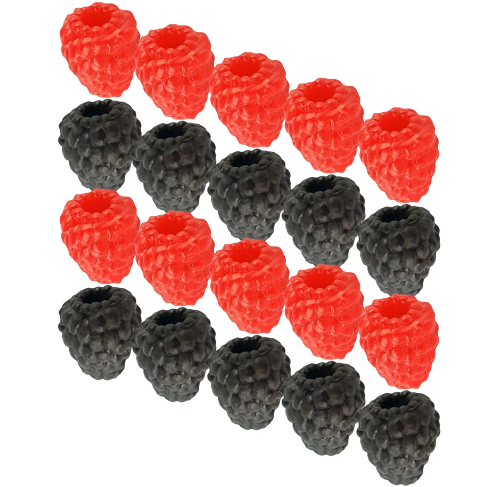 

20 Pcs Cake Simulation Raspberry Child Decor Food Display Model Pvc Desktop Fake Fruit