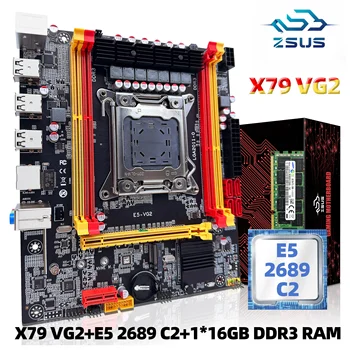 ZSUS X79 VG2 Motherboard Kit, Intel LGA2011 Xeon E5-2689 C2 CPU, 16GB DDR3 1600MHz ECC RAM, NVMe M.2 SATA Support 1