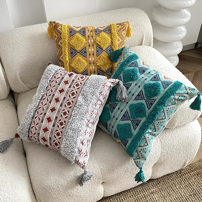 

1pc Tassel Cushion Cover Bohemian Style Pillow Covers Festival Gifts Cushion Cover Sofa Decoration Pillowcase 45x45cm 쿠션커버