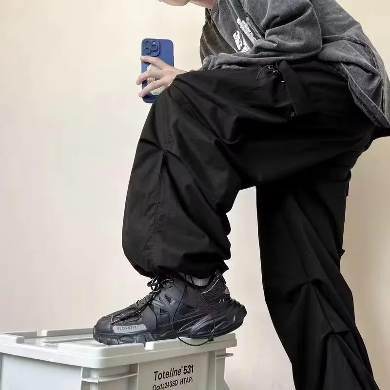 Y2K Cargo Pants Streetwear Men Jogger Sweatpants Women Casual Solid Pockets Baggy Wide Leg Trousers Harajuku Hippie Joggers Sweatpants Pantalones