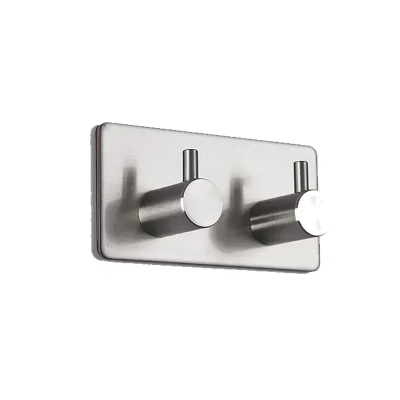Brushed NIckel Towel Holder Silver Brushed NIckel Multipurpose Triple Hook No Drilling Self Adhesive