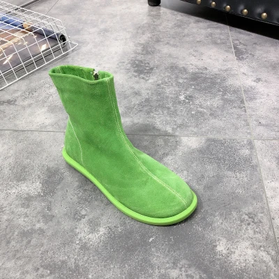 YeddaMavis Beige Women Boots Fashion New Genuine Leather Winter Mid-calf Boots Women Side-Zipper Candy-colored Boots Size 35-40