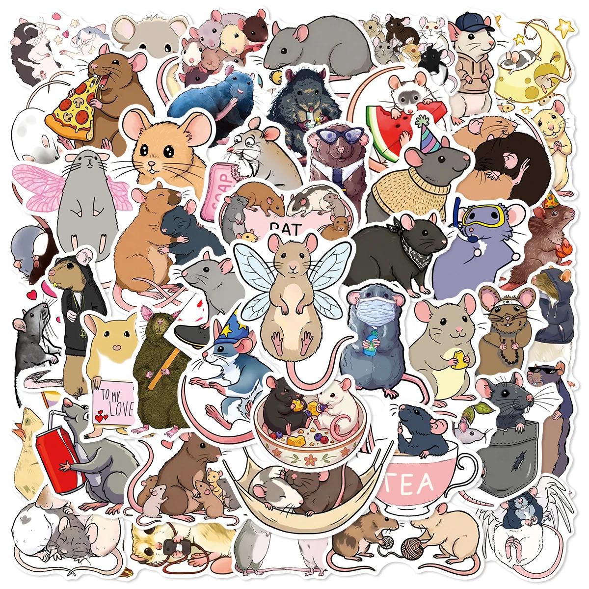 Sticker De Rata Colgada 50/100 Pcs Cartoon Funny Rat Stickers School DIY Game for Suitcase ...