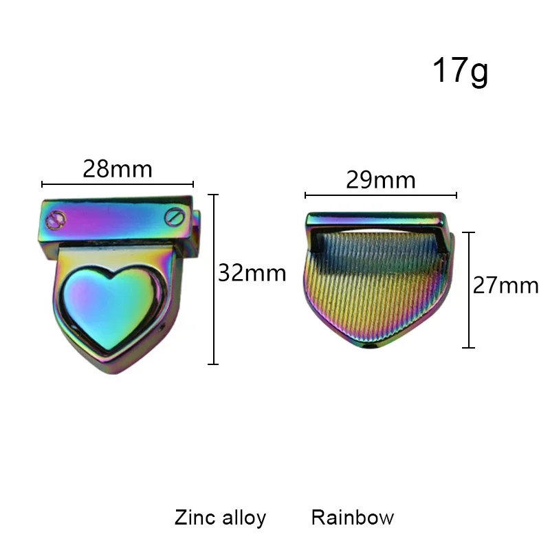 28*32mm Metal Heart Press Lock Fashion Bag Switch Locks For Diy Handbag Bag Purse Luggage Hardware Closure Bag Parts Accessories