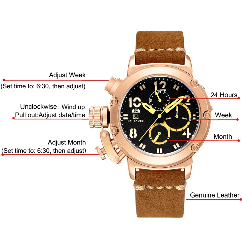 PAULAREIS P Automatic Mens Watch Self Wind Mechanical Watches