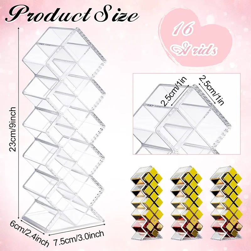 Acrylic Lipstick Holder Organizer 10/16 Slots Clear Lip Gloss Fish Shape Tower Case Display Stand Storage Box Makeup Cosmetic 2