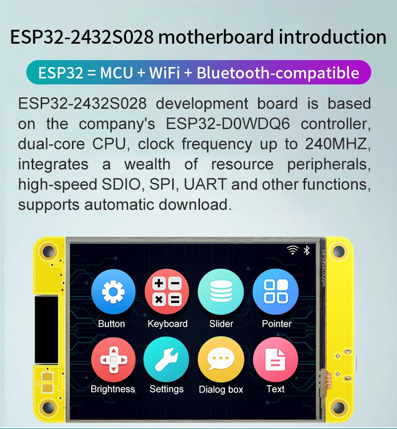 2.8 Inch Display Screen ESP32 for Arduino LVGL WIFI BT Development Board 240*320