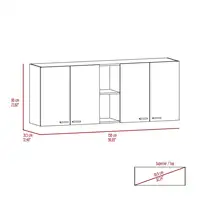 Portofino 150 Wall Cabinet,  Double Door, Two External Shelves, Two Interior Shelves Black 2
