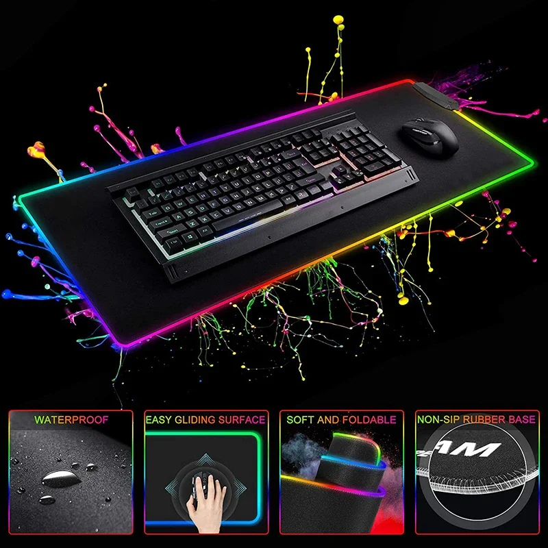 MSI-RGB LED Mouse Pad, Acessórios De Jogos, Mousepad, Computer Desk Mat, Gabinete Do PC, Tapetes De Teclado Backlit, Almofadas Estendidas De Borracha