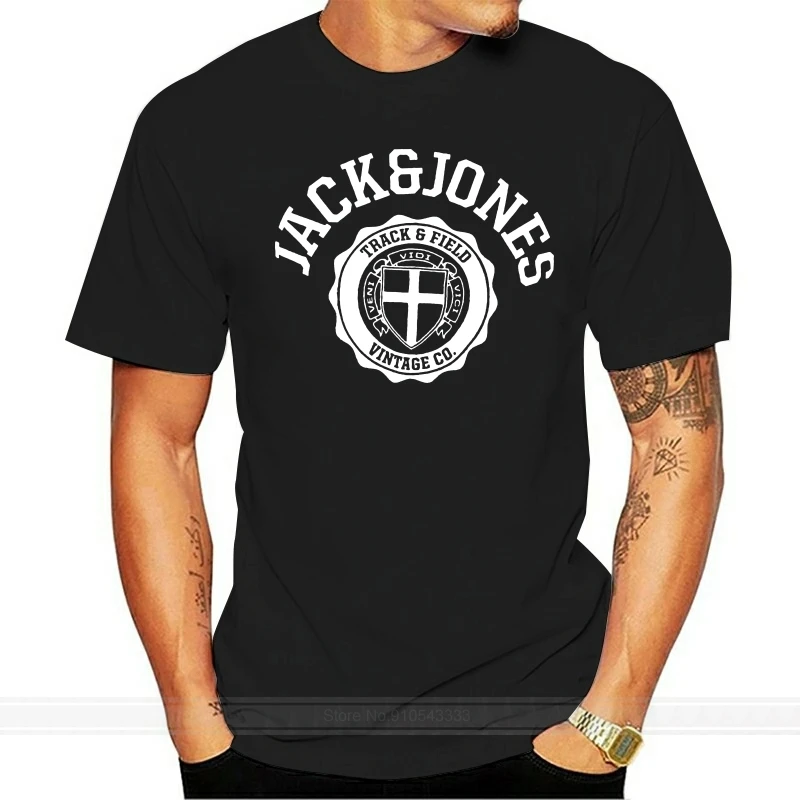 Футболка Jack and Jones Мужская Спортивная, хлопок, короткий рукав, модная рубашка, европейские размеры, на лето