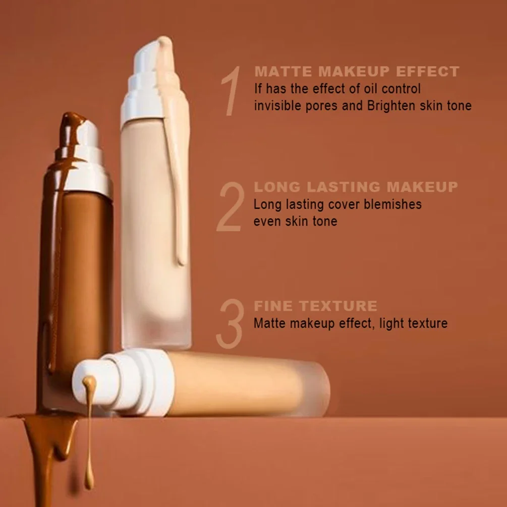 18-color Private Label Liquid Foundation Long-lasting Makeup Oil-control Moisturizer Concealer Matte Full Coverage 3-color Tubes 4