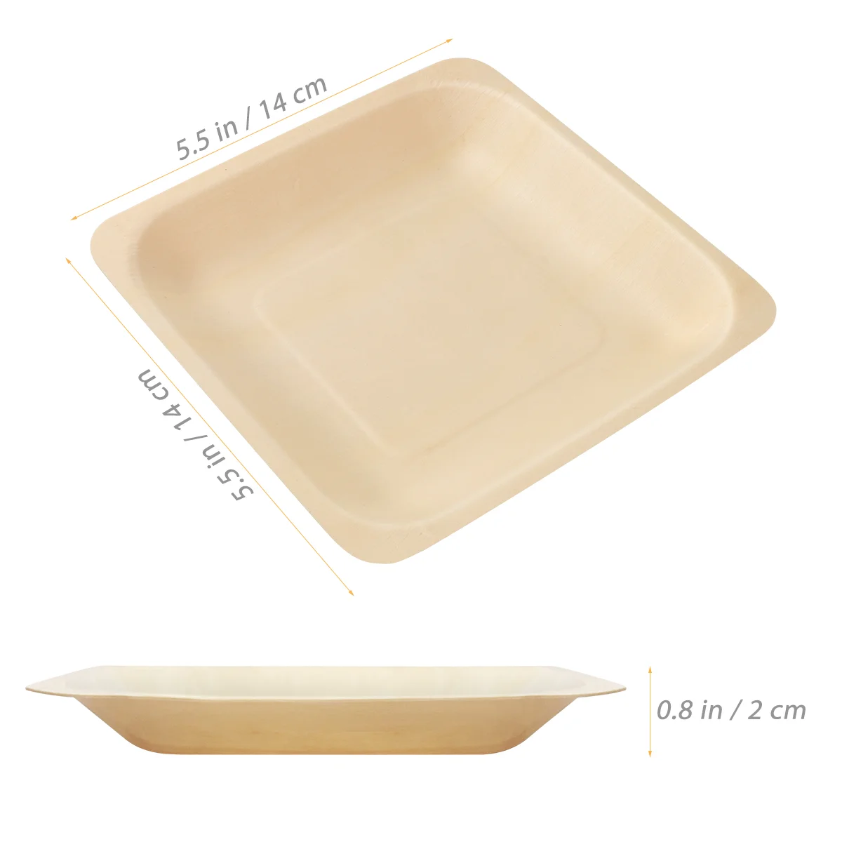 100pcs ROSENICESquare Disposable Wooden Plate Party Plates Tableware for Wedding Restaurant Picnic Birthday 140x140mm