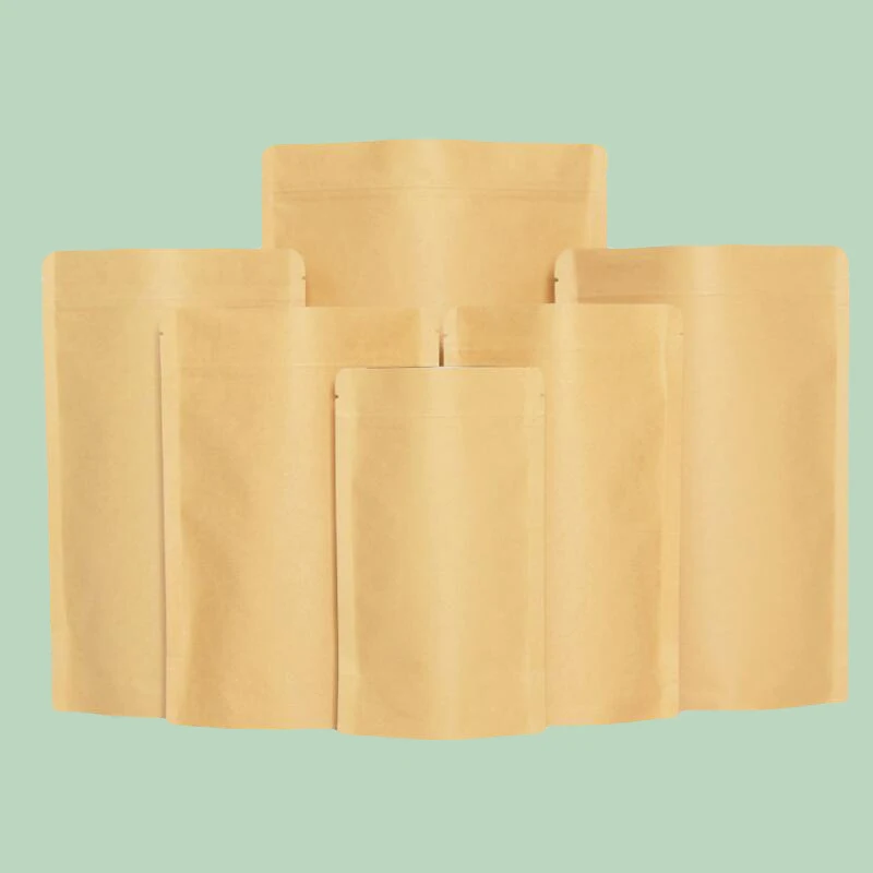 

Kraft Paper Bag Brown Package Bag ,Biscuit Nut Storage Pouches Stand Up Self-sealing Food Lined With Aluminum Foil Zipper Bag