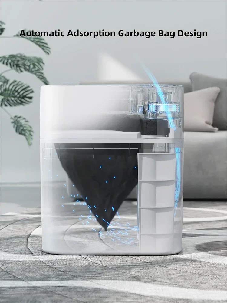 Smart Touchless Motion Sensor Trash Can Automatic Privacy Garbage Can With Lid 3.5 Gallon Dogproof Plastic Slim Trash Bin 220v 2