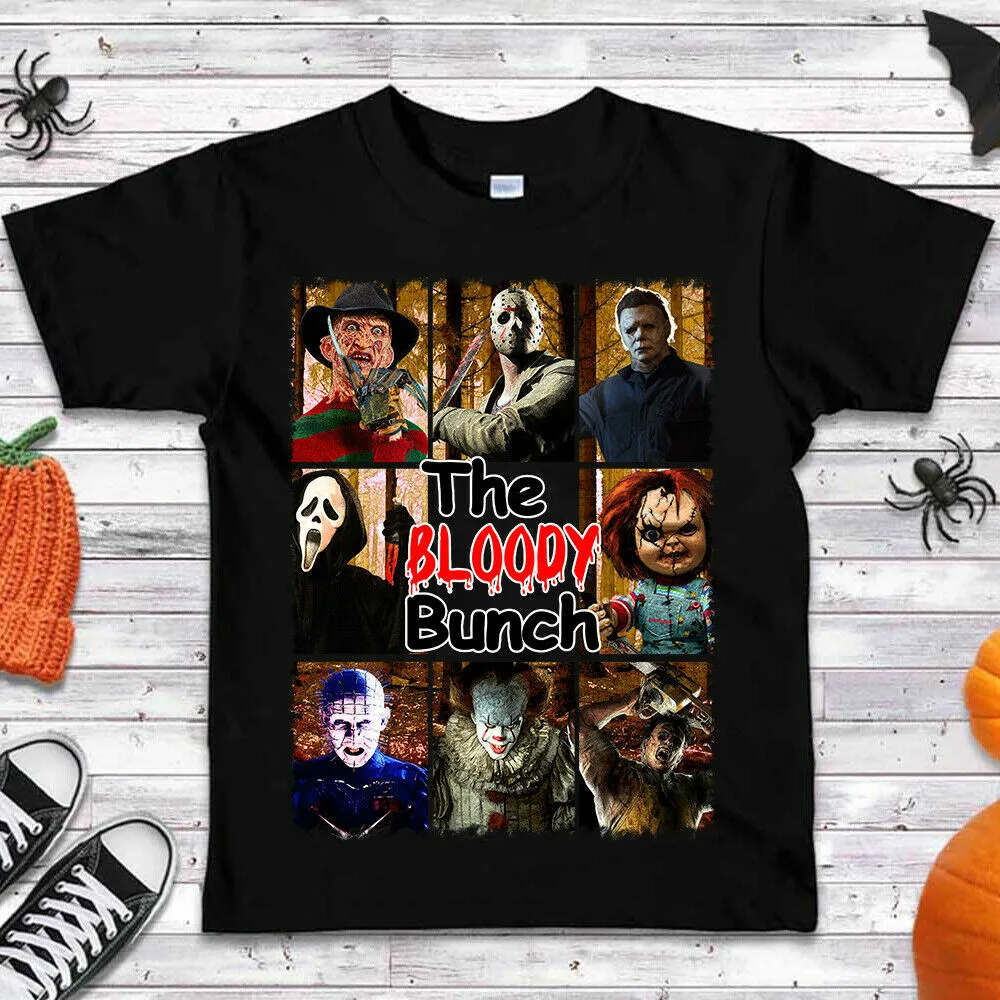The Bloody Bunch Horror Movie Characters Halloween Gift T Shirt. Short Sleeve 100% Cotton Casual T-shirts Loose Top Size S-3XL