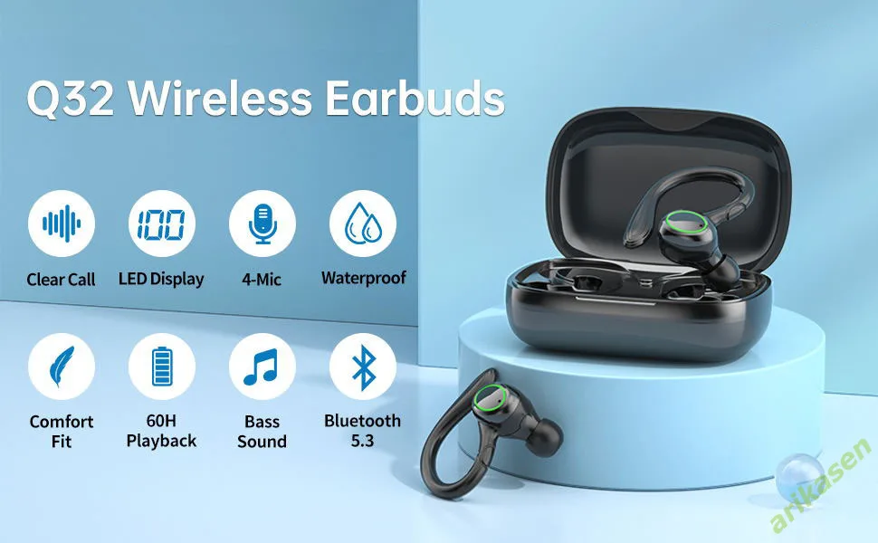 5.3 Cuffie Bluetooth wireless Cuffie con gancio auricolare con microfono Riduzione del rumore Auricolari TWS Auricolari audio HIFI_voghion.com