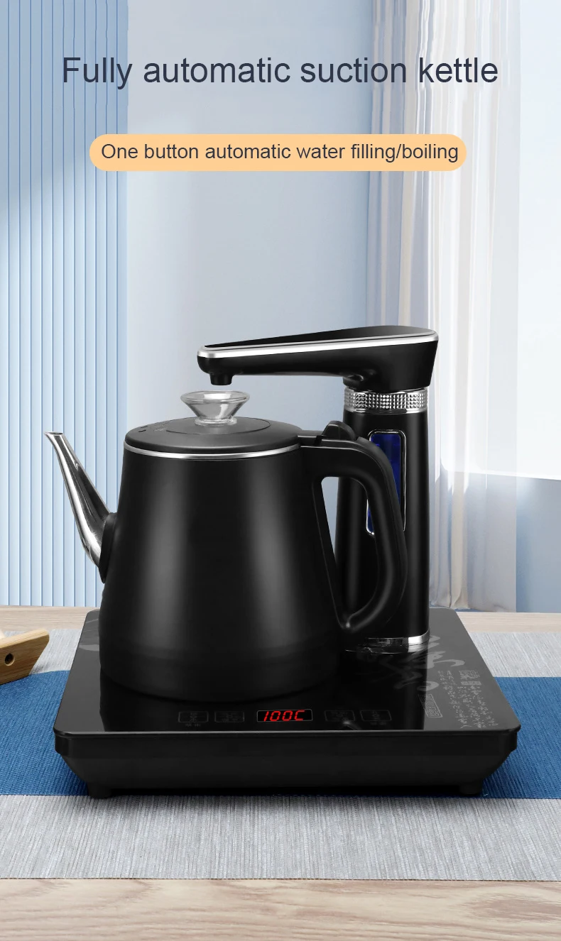 Description Picture 3 of item110V/220V Electric Kettle Automatic Water Dispenser Samovar Pumping Stove Home Water Heating Stainless Steel Teapot Set 1350W