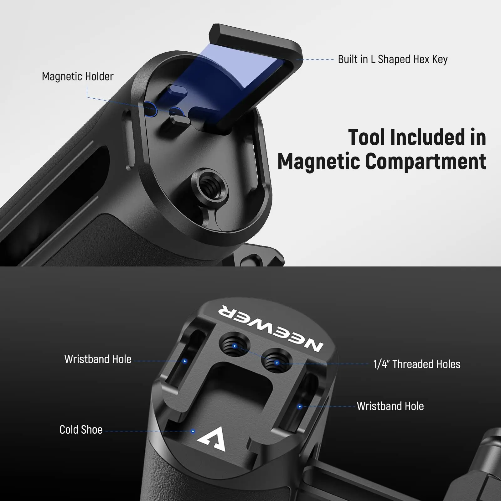 Poignée Latérale Réglable Pour Cage Caméra – Compatible SmallRig/Neewer, Légère Et Antidérapante