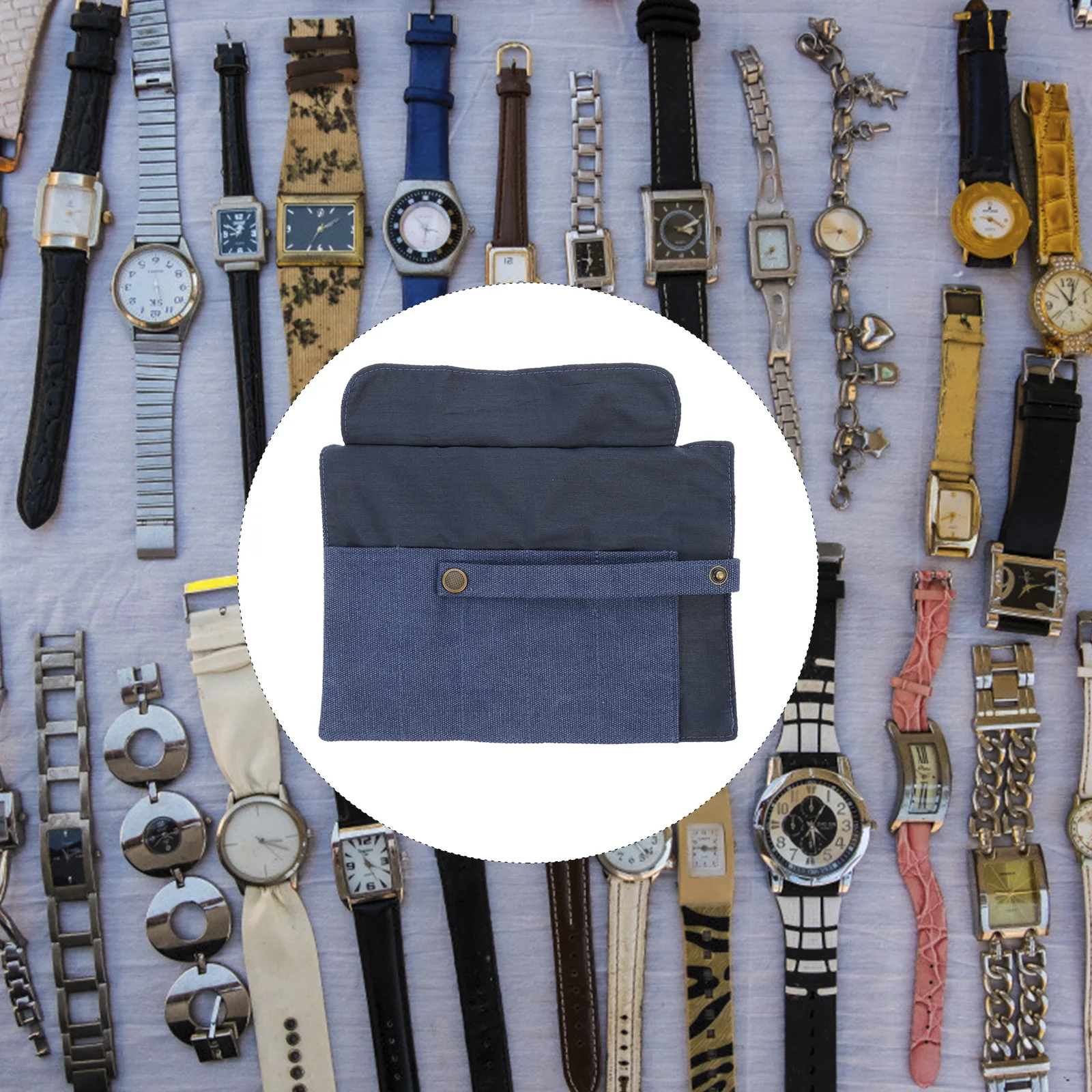 

Canvas Watch Storage Bag Watch Roll 5 Slot Watch Travel Case Jewelry Roll