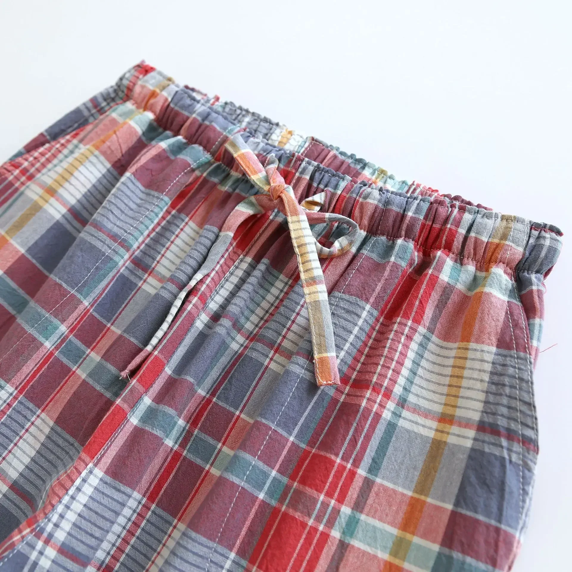 코튼 캐주얼 격자 무늬 디자인 여성 잠옷 바지 코튼 얇은 대형 긴 홈웨어 바지 사계절 Pantalones Mujer