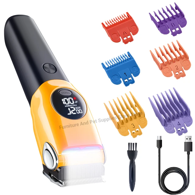 Pet Clipper Professional Dog Hair Trimmer Cat Grooming Shaver 7500/min LED suitable for large, medium, and small pets Trimmers