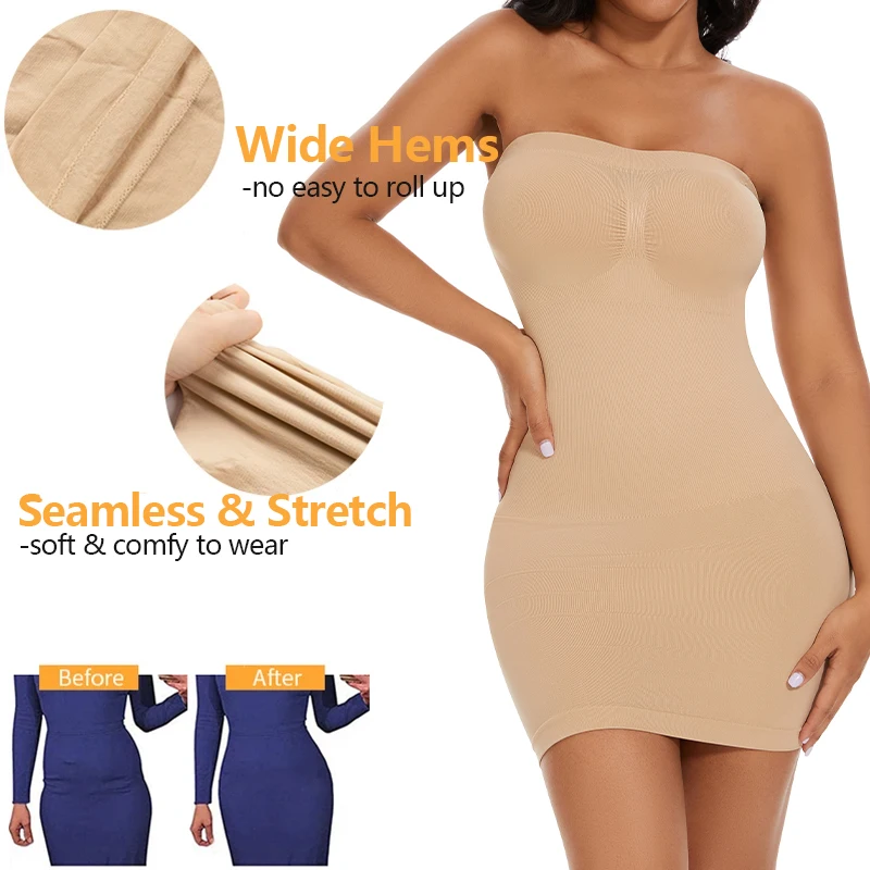 Body Shaper Strapless Control Slips Shapewear Women Underdress Tummy Control Sculpting Body Shaper Butt Lifter Underwear Slimming Waist