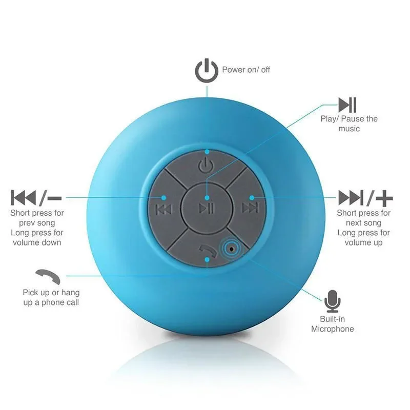 Portable Wireless Waterproof Shower Speaker for Phone Bluetooth-compatible Hand Free Car Loudspeaker bluetooth speaker