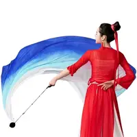 Belly Dance Veil Silk Colorful Silk Flag Ribbon Streamer Gradual Colors Elegant Silk Flag Ribbon With Poi Ball For Dance Flow 1