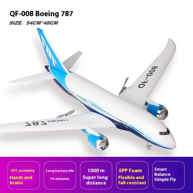 Three-Channel Boeing 787 Remote Control Foam Airplane Fixed Wing Model Teaching Aircraft Qf008 Glider Passenger Aircraft 2