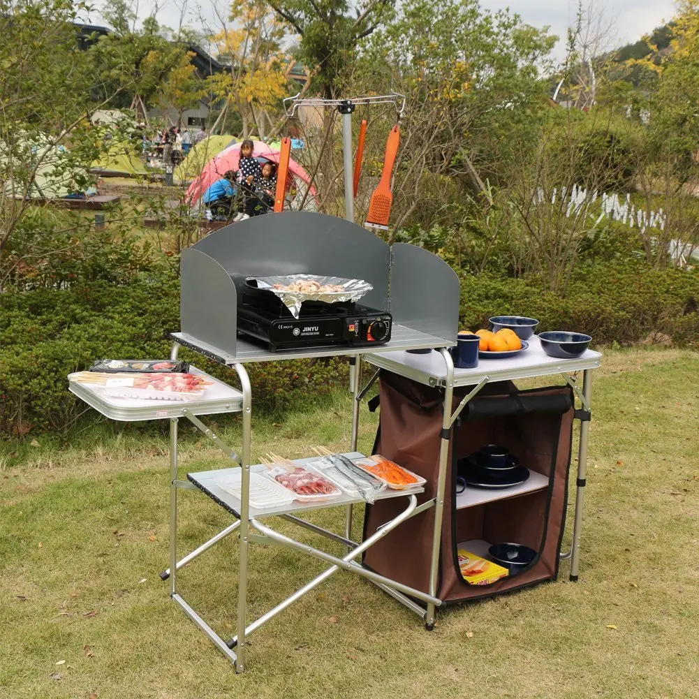 

Folding Camping Table Outdoor BBQ Backpacking Aluminum Alloy Portable Durable Barbecue Desk Furniture Cooking Picnic Easy Carry