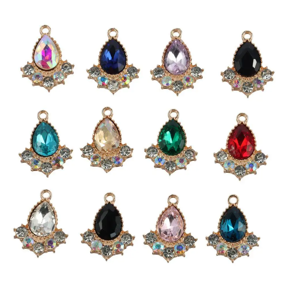 

Alloy and glass Teardrop Crystal Charms Multicolour Faceted Glass Teardrop Crystal Charms Faceted Jewelry Accessories