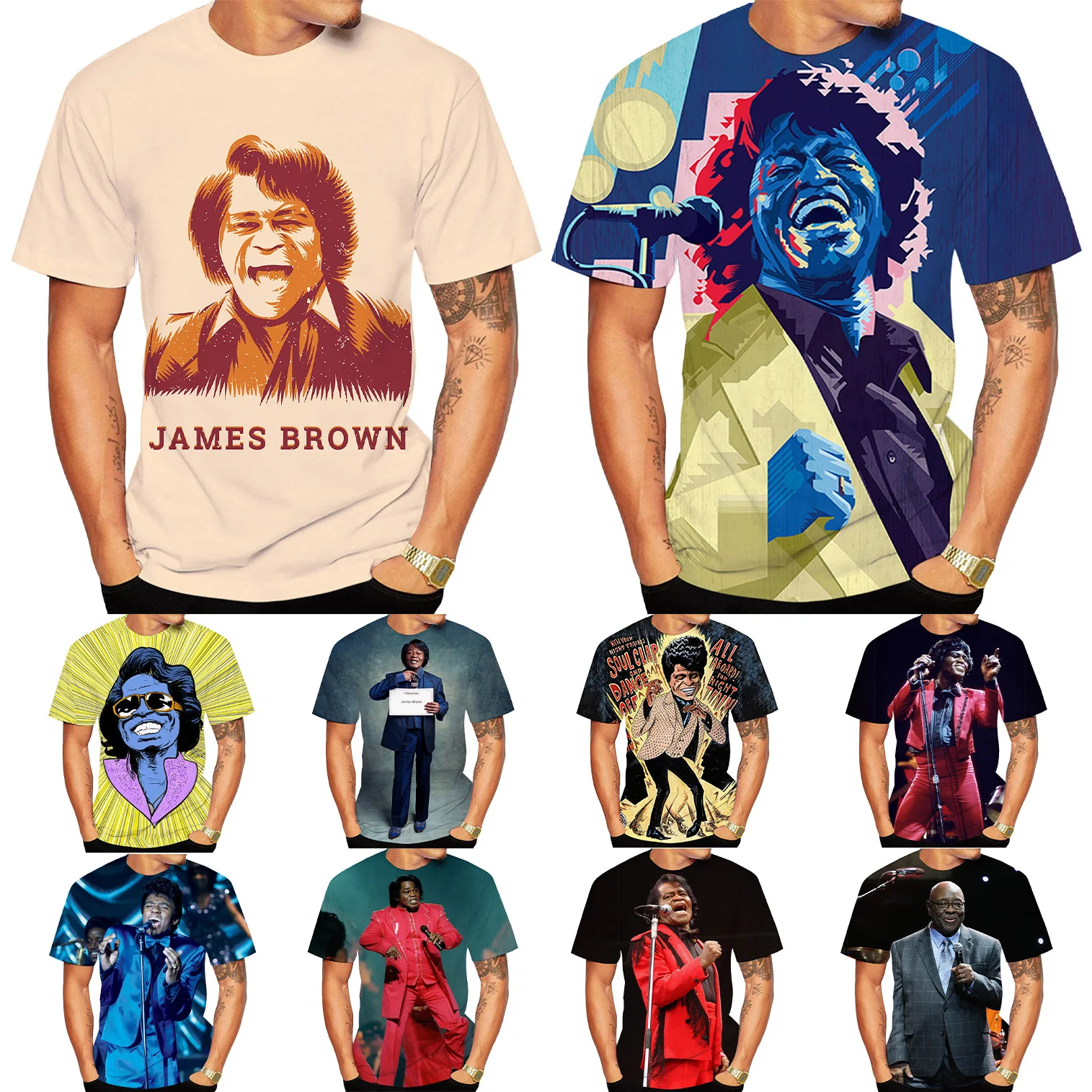 

Newest Fashion 3D Printing James Brown T Shirt Men Women Boy Girl Kids Child Short Sleeved TShirt Cool Summer Round Neck Tees