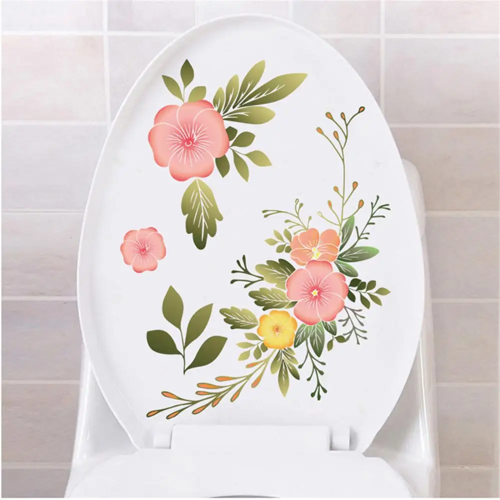 

Waterproof Flower Toilet Stickers DIY Decoration Self-adhesive Paintings 3D Wall Art Decoration For Toilet Bathroom Restroom