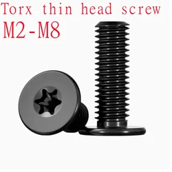 Black Stainless Steel Six - Lobe Ultra Thin Flat Wafer Head Torx Screws (Various Sizes) - M8  5PCS