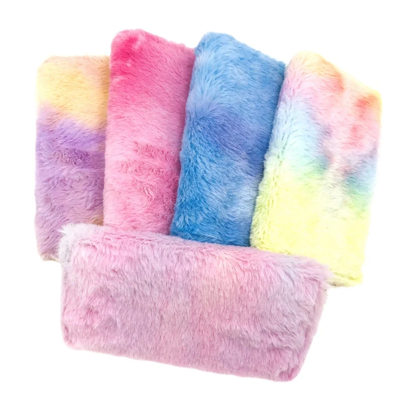 

New Gradient Color Soft Plush PU Wallet Money Clip Women Fashion Coin Purse ID Card Credit Card Organizer Zipper Bag Clutch Bag