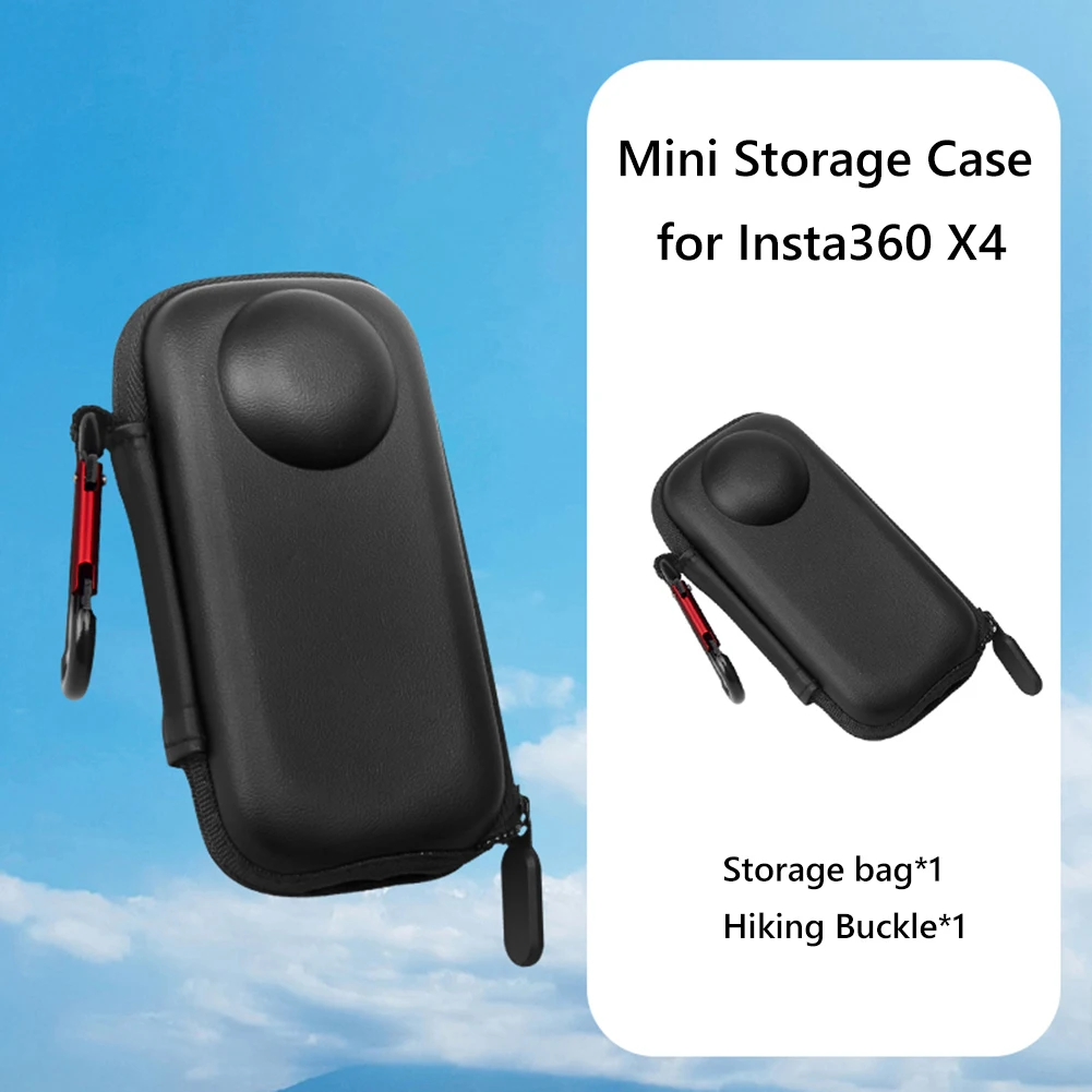 Case for Insta360 X4 Accessories PU Portable Carrying Case Anti-scratch Travel Storage Case with Carabiner Portable Storage Bag 4