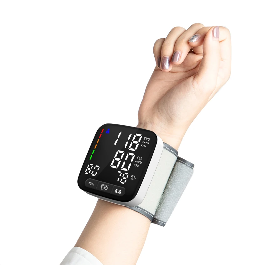 Smart Wrist Digital Electronic Medical Sphygmomanometer Large LCD Screen Measure Blood Pressure Household Heart Rate Monitor