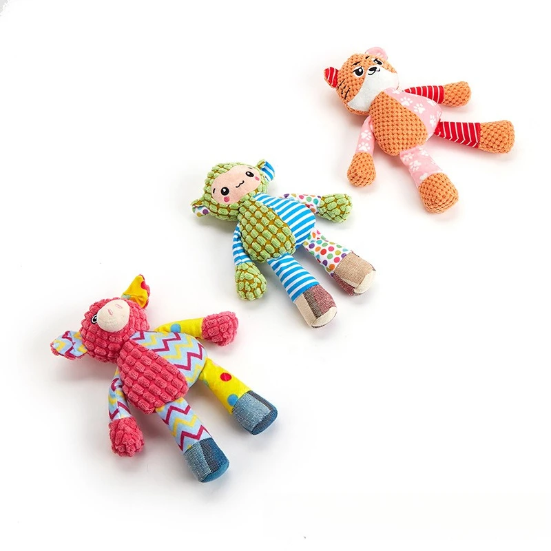Pet Plush Toy Cat Dog Puzzle Toy Cute Animals Bite Resistant Interactive Squeaky Pet Dog Teeth Cleaning Chew Toy Pet Supplies