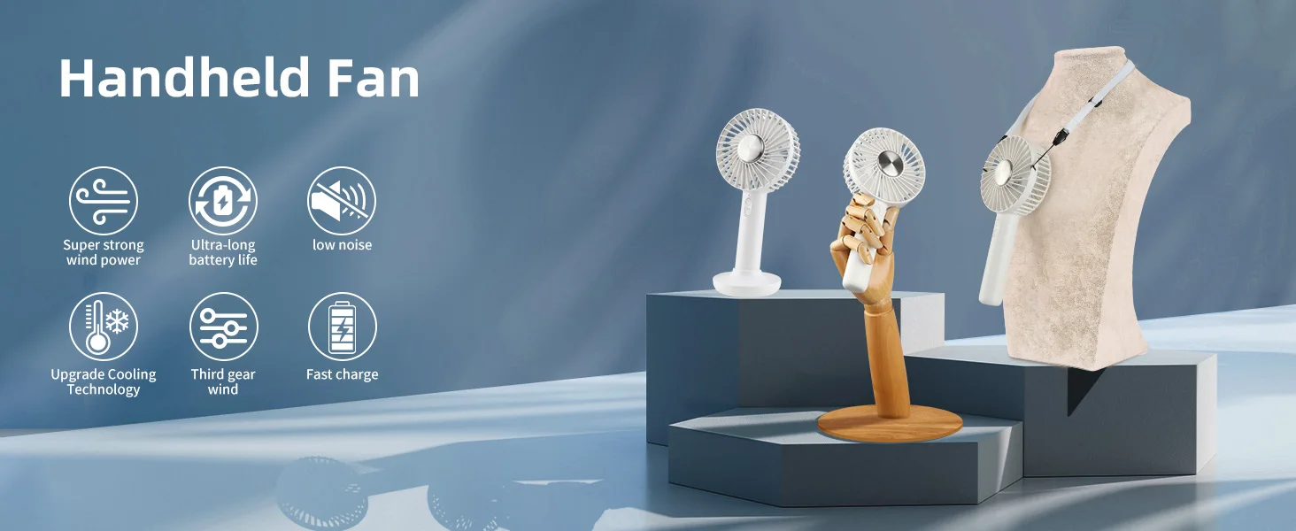 Description Picture 5 of itemPortable Fan Mini Handheld Electric Fan Usb Rechargeable Handheld Small Pocket Fan for Home Outdoor Travel Camping Air Cooler