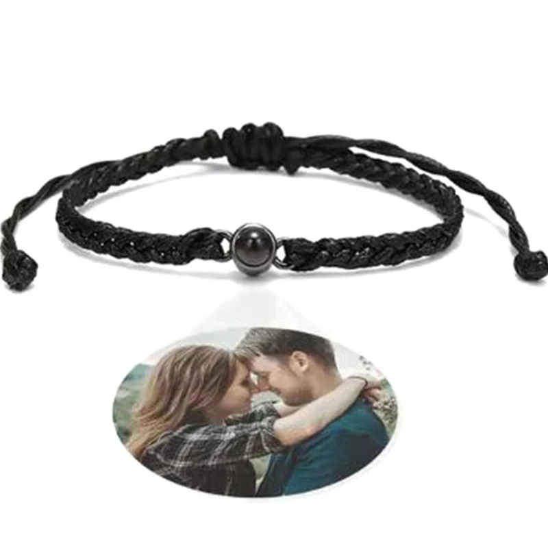 

16.5cm Circle Photo Projection Bracelet Personalized Handmade Bracelets For Couple Family Friend Christmas Valentine's Day Gifts