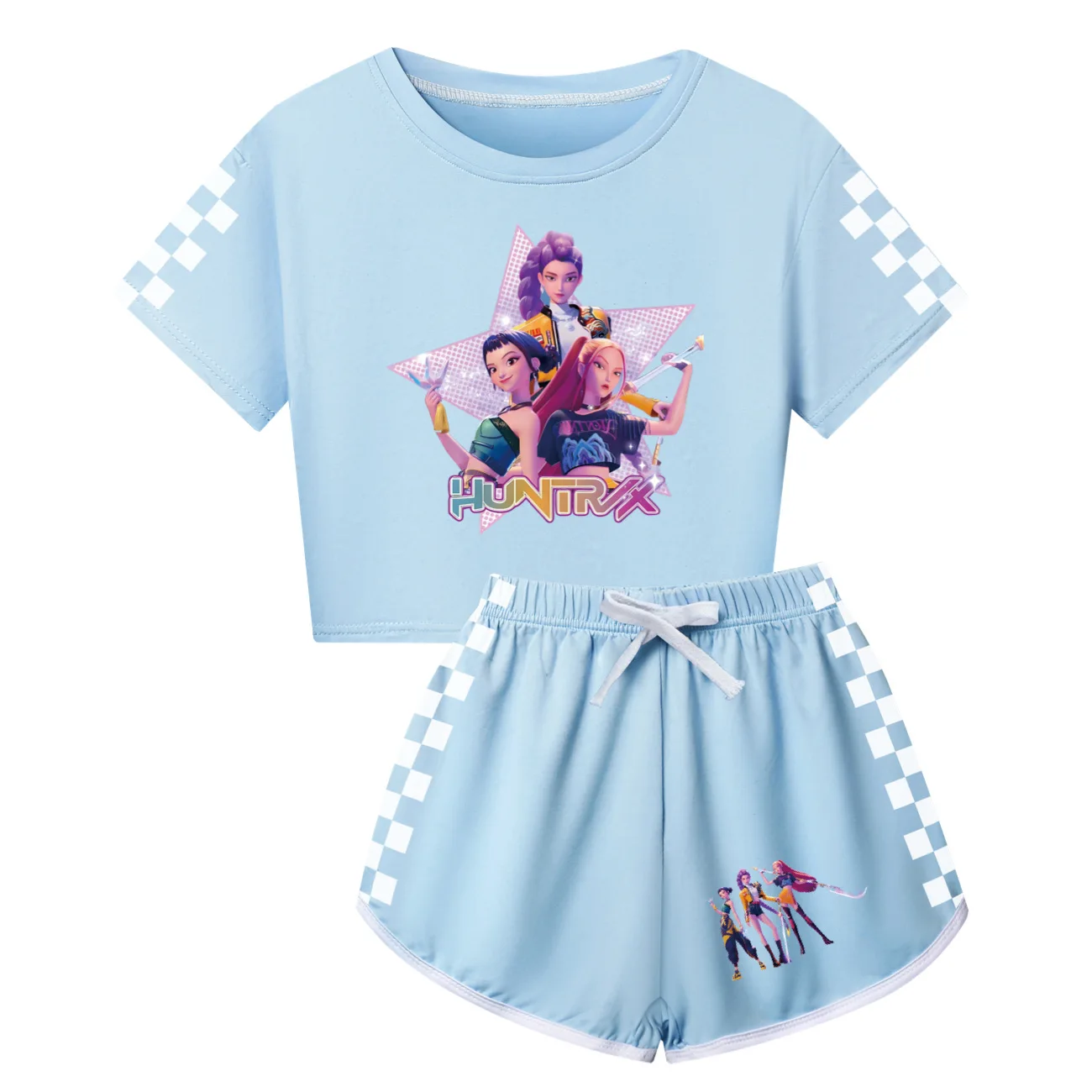 Ensemble 2 Pièces Kpop Pour Enfants - T-shirt Et Pantalon Style D-Demon H-Hunters - Imprimé Streetwear Décontracté