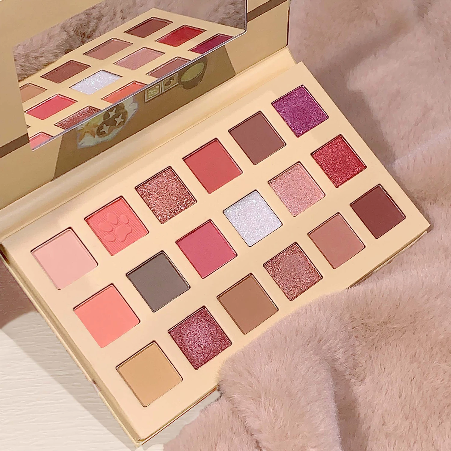 18 Color Cat Eyeshadow Palette ins pearlescent matte affordable eyeshadow palette for students is suitable for newbies eye shadow eye shadow plate