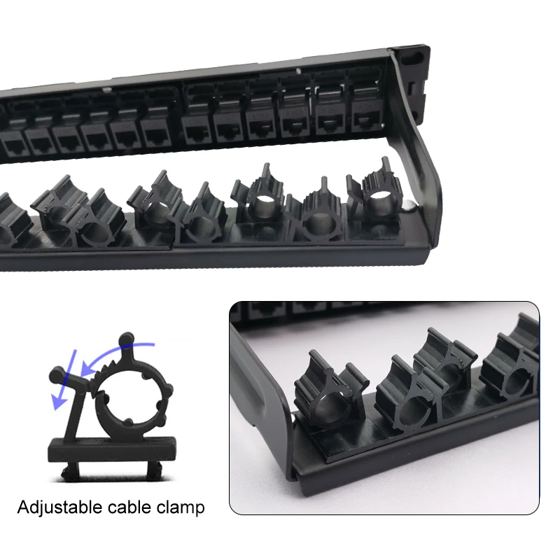 Suporte 1u 24 Portas Cat6 Painel de Remendo Adaptador de Rede Rj45 Jack Keystone Quadro de Distribuição Modular Oray19 - Imagem 3